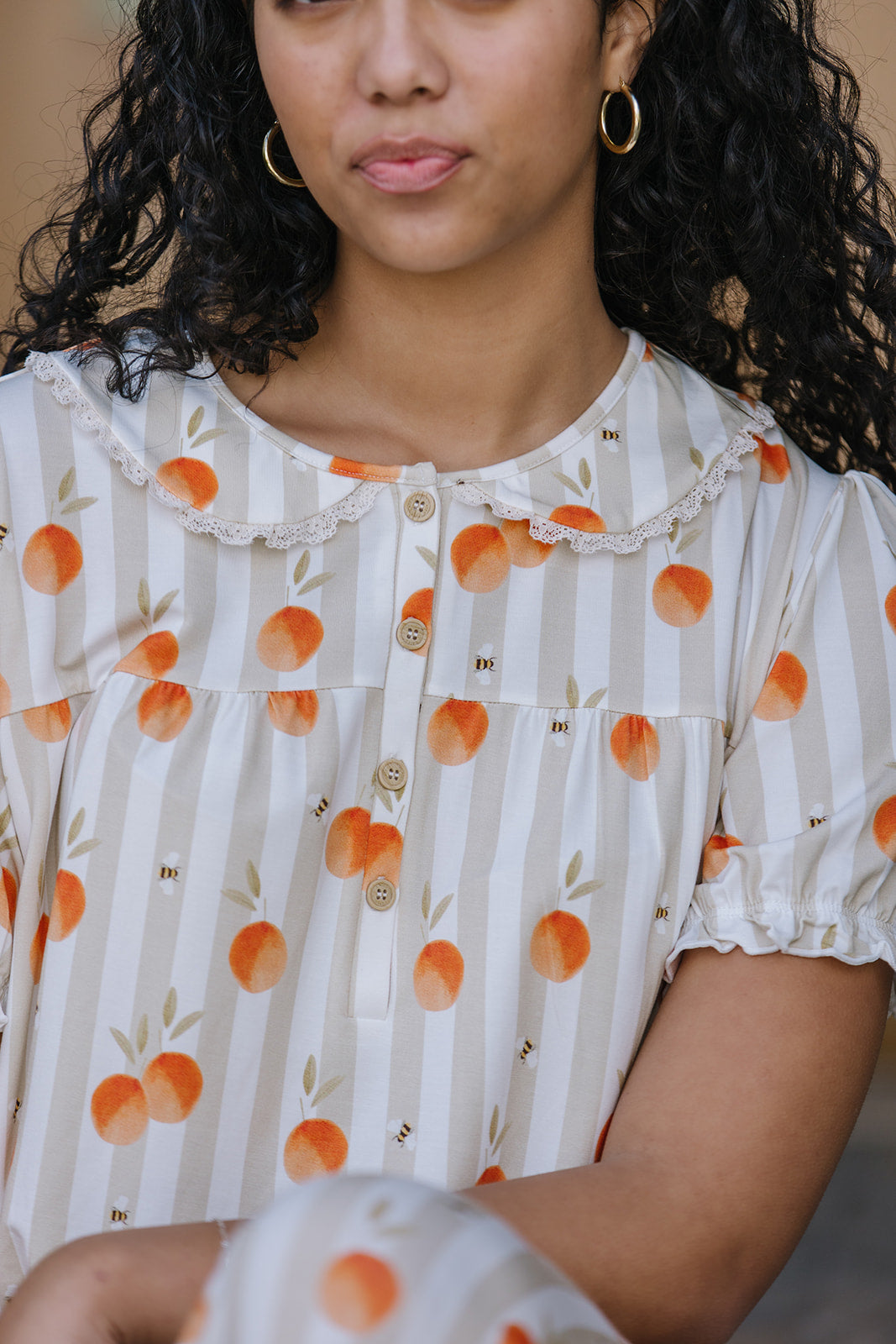 ROUNDED LACE COLLAR SET MODAL | Honey Grove Stripe