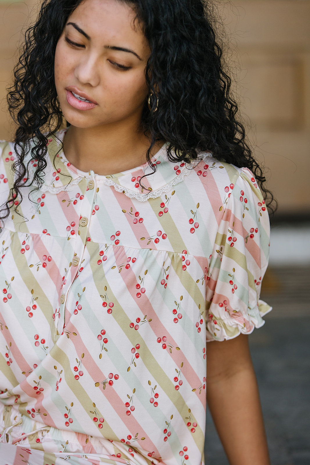 ROUNDED LACE COLLAR SET MODAL - Cherry Lane