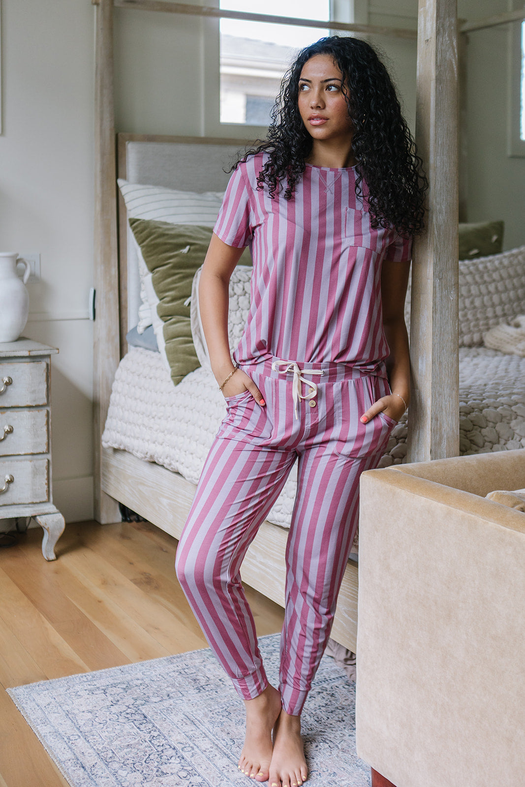 JAM PANTS SET  | Plum and Petal Vertical Stripe