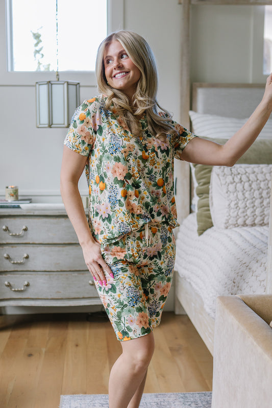 JAM SHORTS  HENLEY SET | Citrus Blossoms