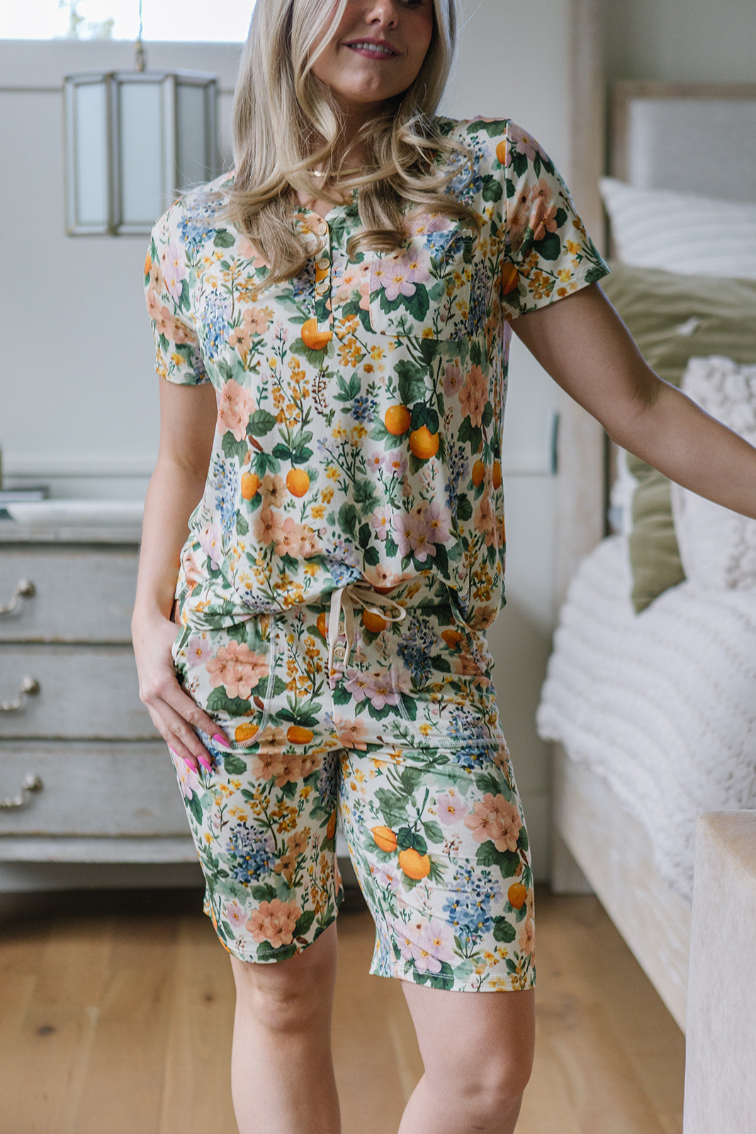 JAM SHORTS  HENLEY SET | Citrus Blossoms