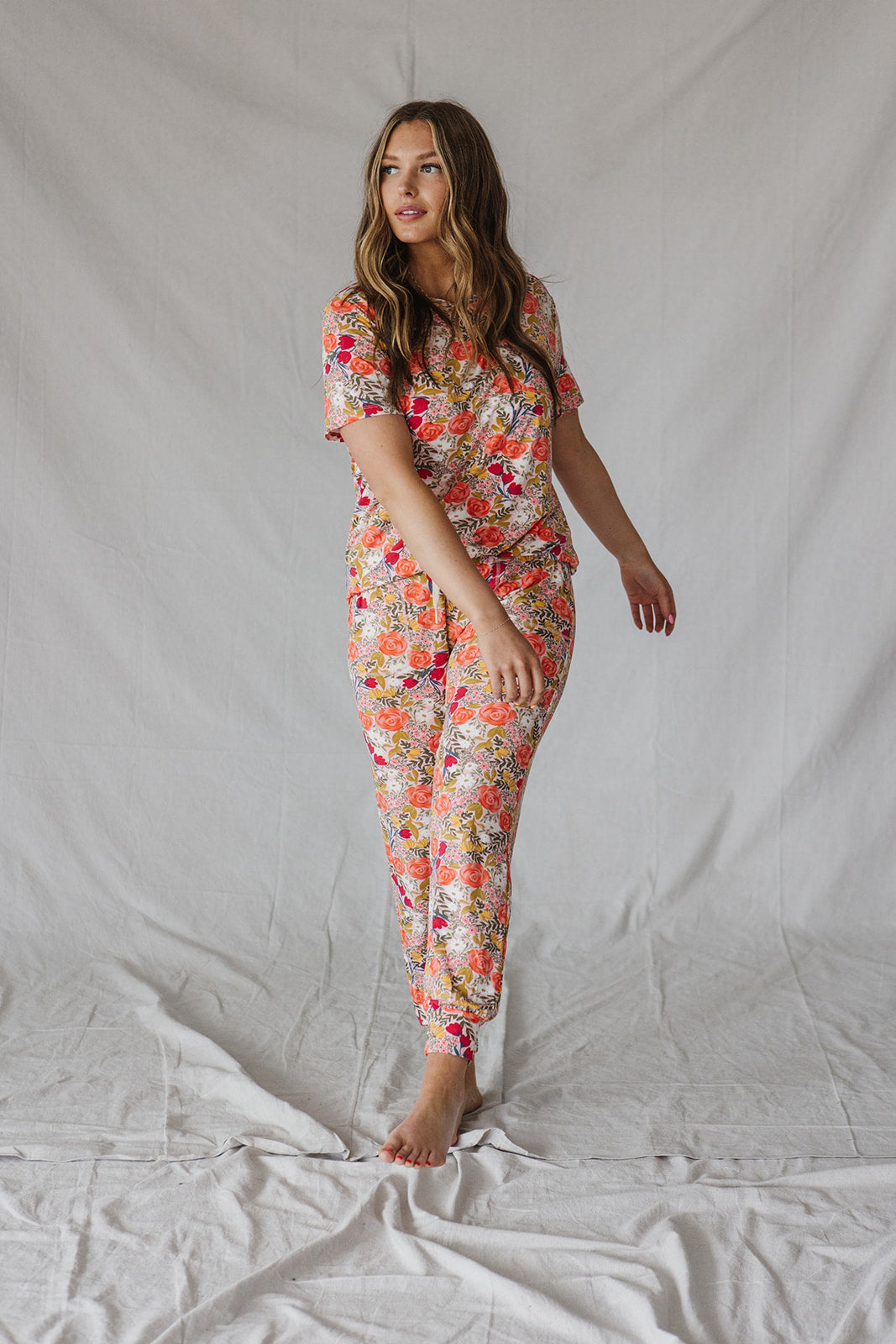 JAM PANTS SET  | Coral Floral Short Sleeve