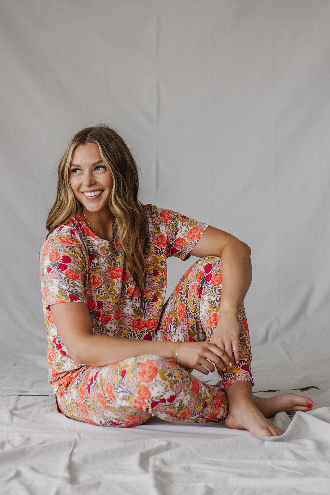 JAM PANTS SET  | Coral Floral Short Sleeve