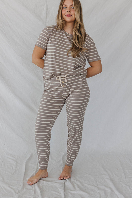 JAM PANTS SET  | Hazelnut & Cream Stripe