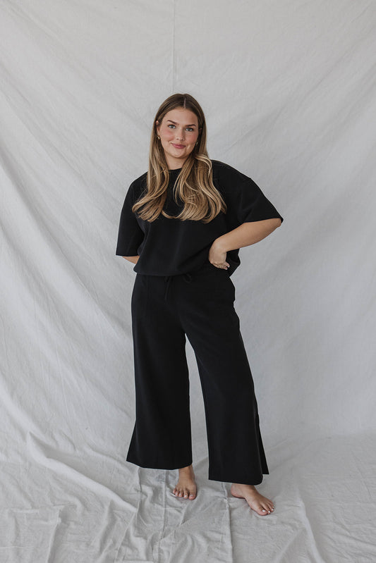 Jet-Setter Set Wide Leg Short Sleeve |Black