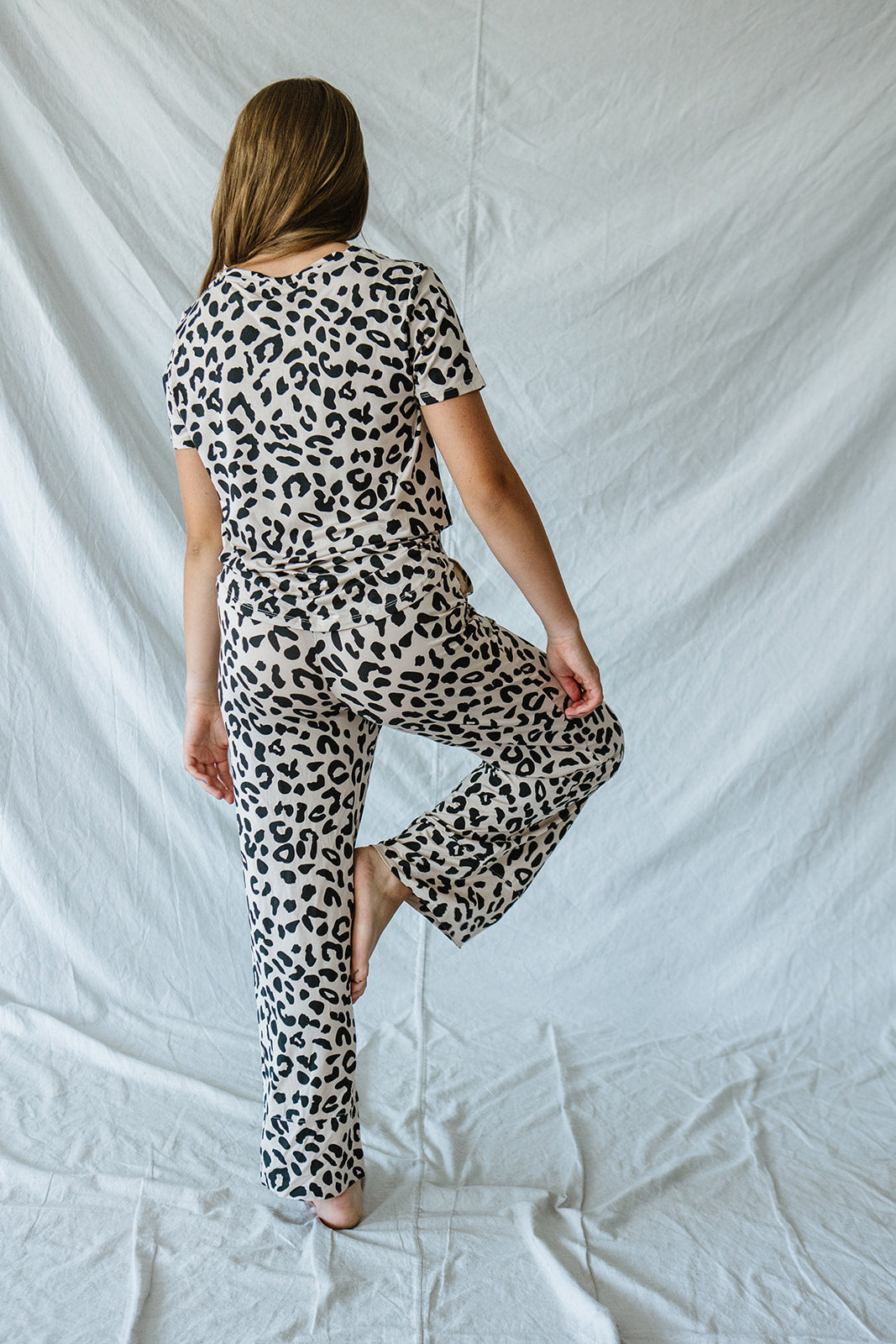 HENLEY STRAIGHT LEG PANTS SET MODAL | Leopard Print