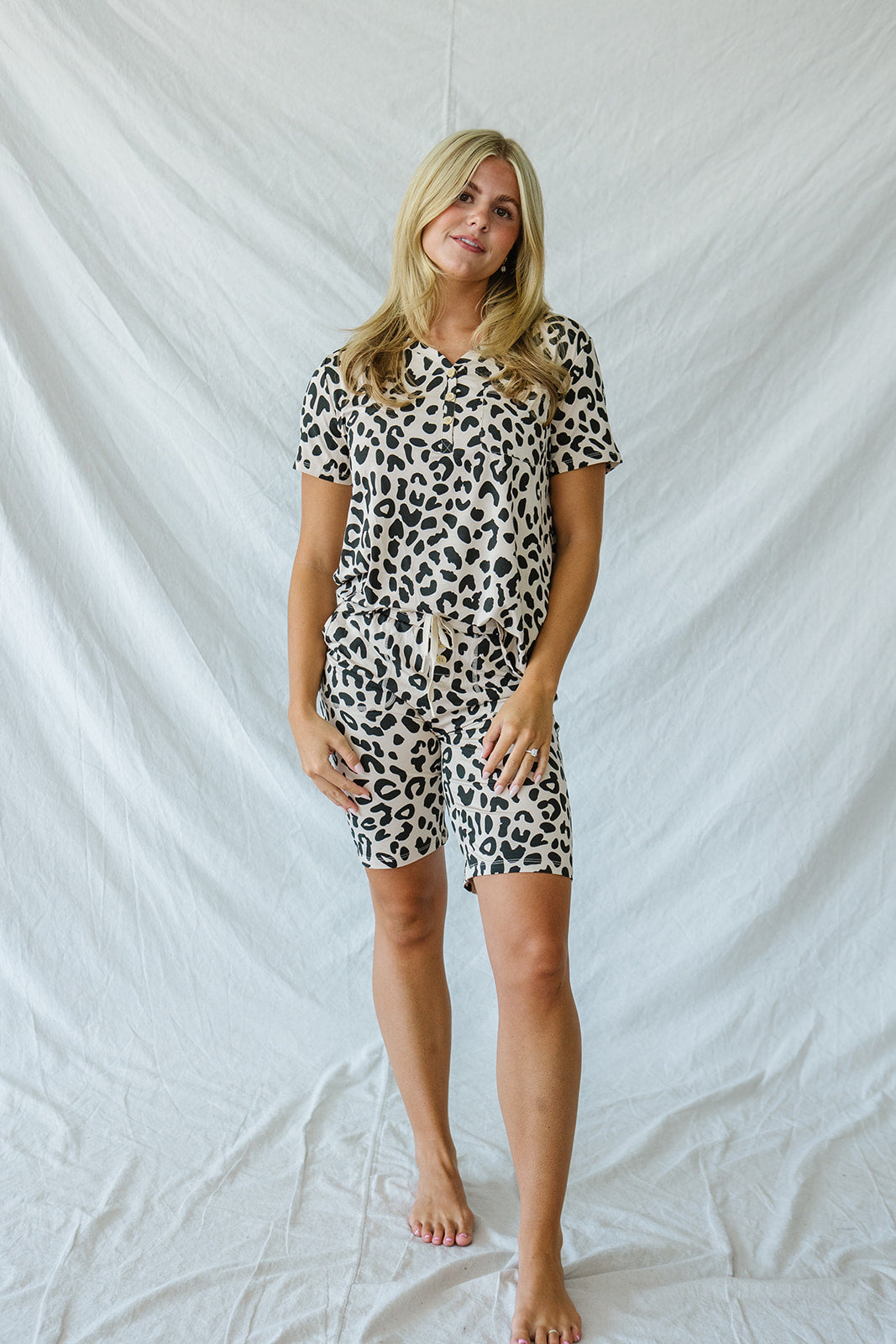 JAM SHORTS HENLEY SET |  Leopard Print