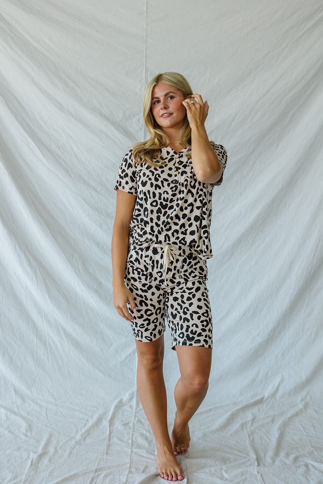 JAM SHORTS HENLEY SET |  Leopard Print