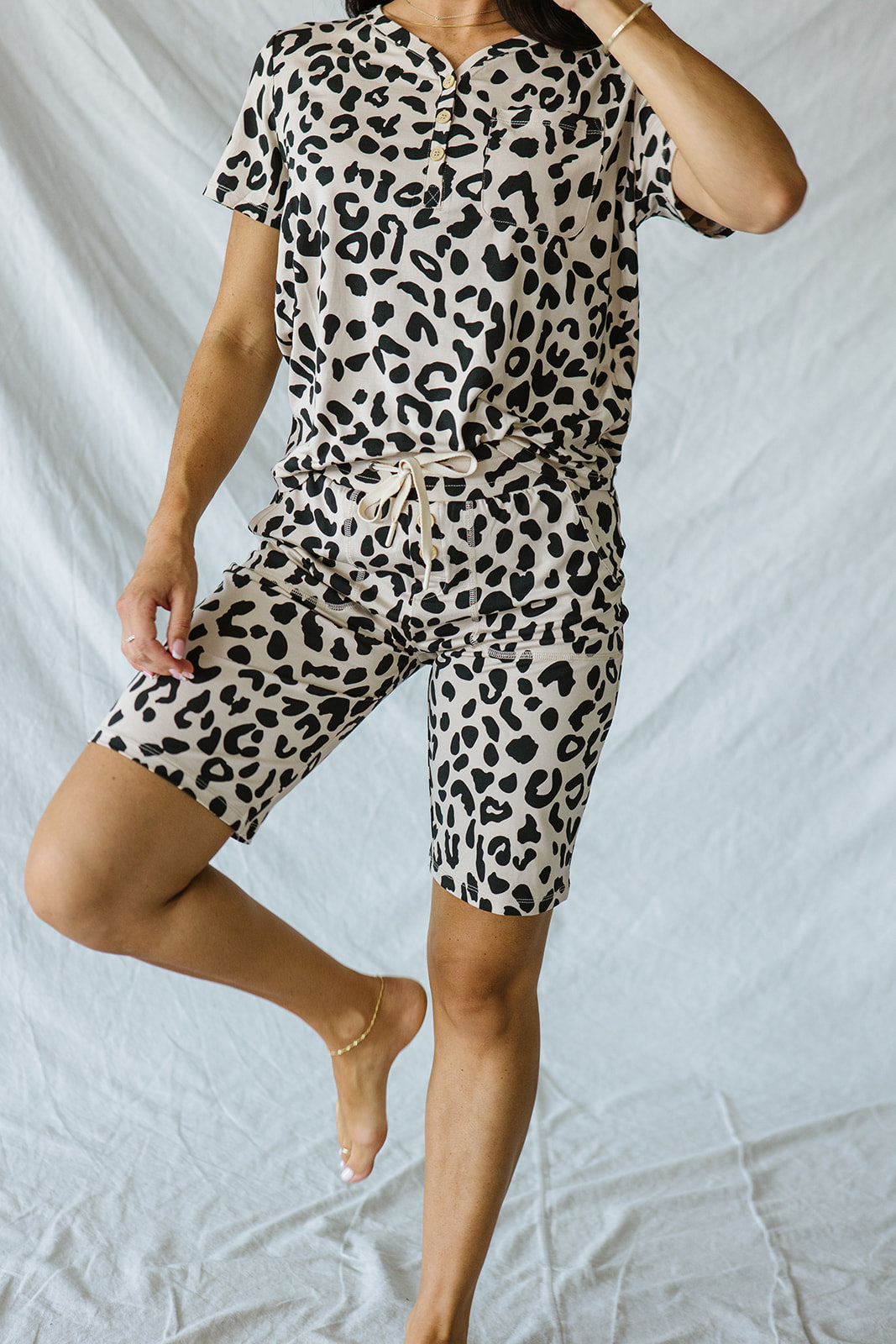 JAM SHORTS HENLEY SET |  Leopard Print