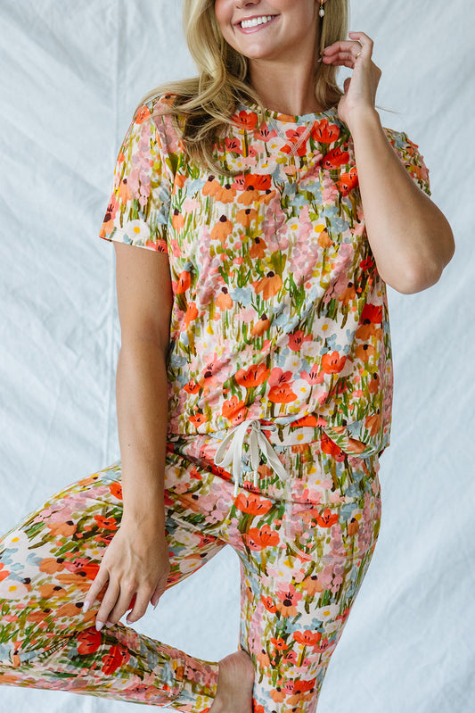 JAM PANTS SET  | Pink Watercolor Floral