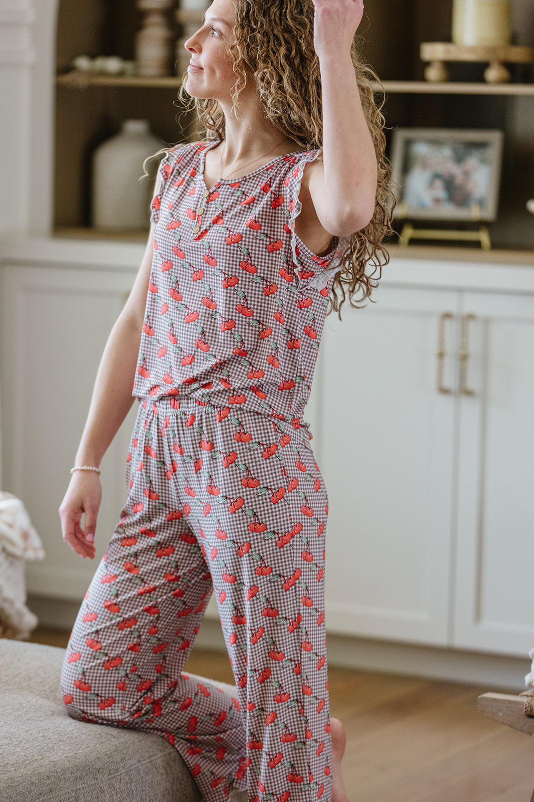 RUFFLE TANK PANT SET MODAL| Cherry Picnic