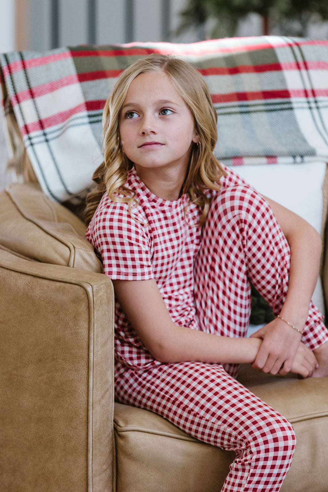 LITTLE LATES MODAL LOUNGE SET| Rose Tiny Gingham