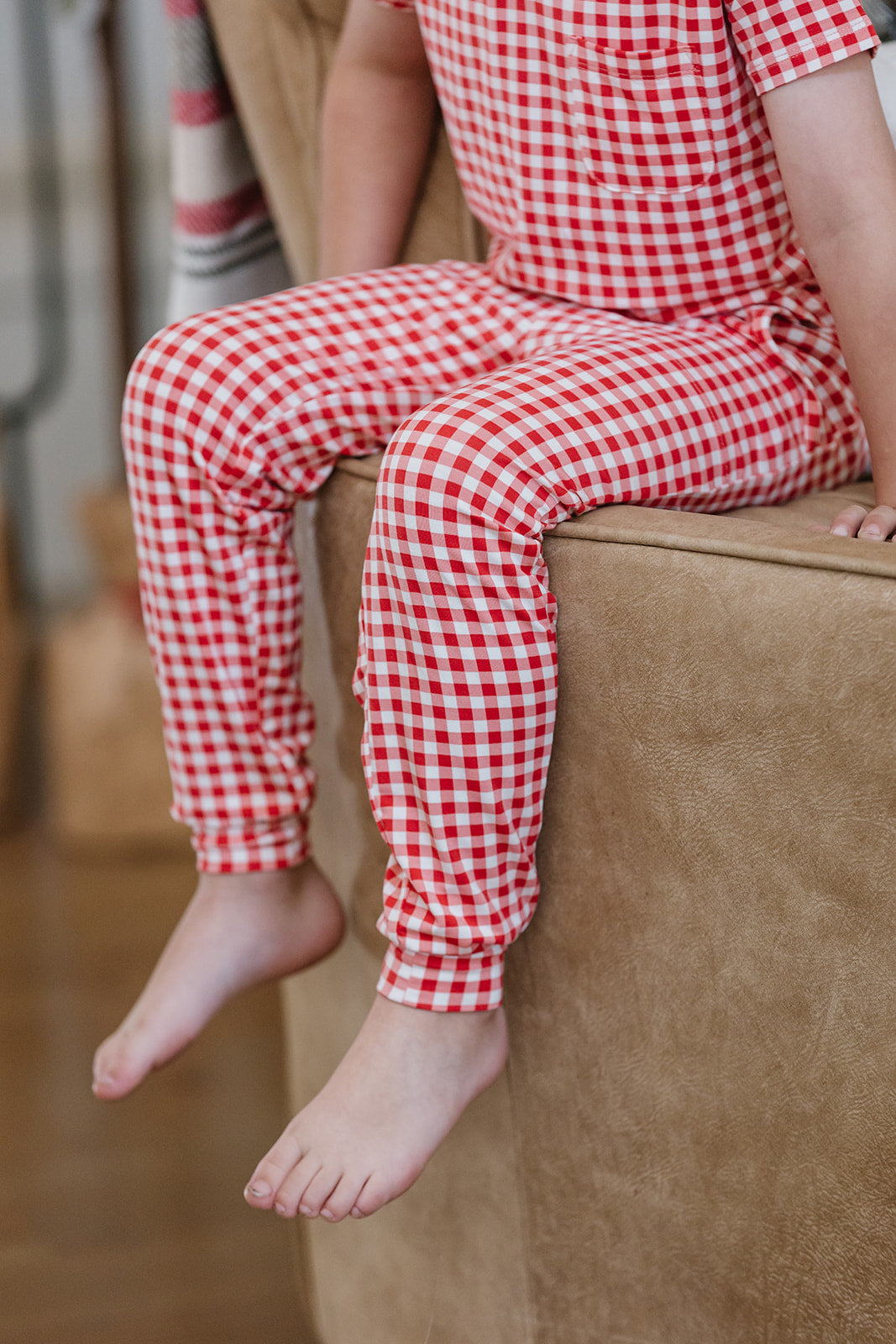 LITTLE LATES MODAL LOUNGE SET| Red Tiny Gingham