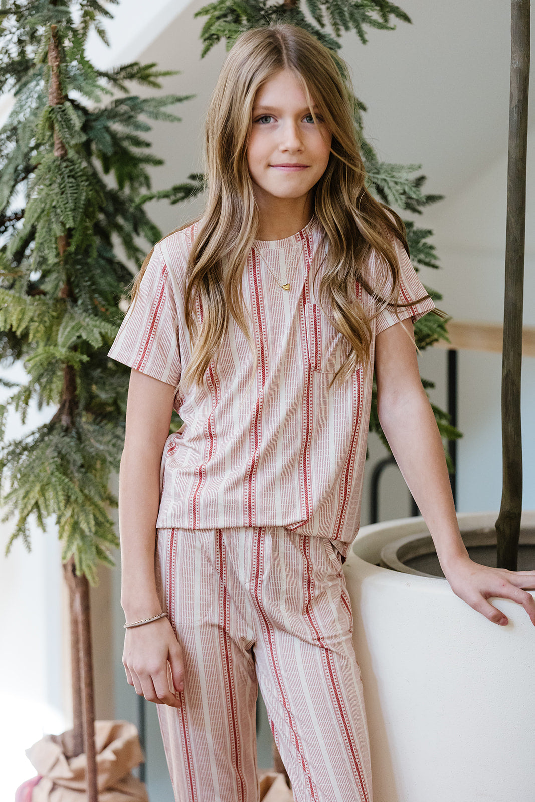 LITTLE LATES MODAL LOUNGE SET| Vintage Variegated Red Stripe