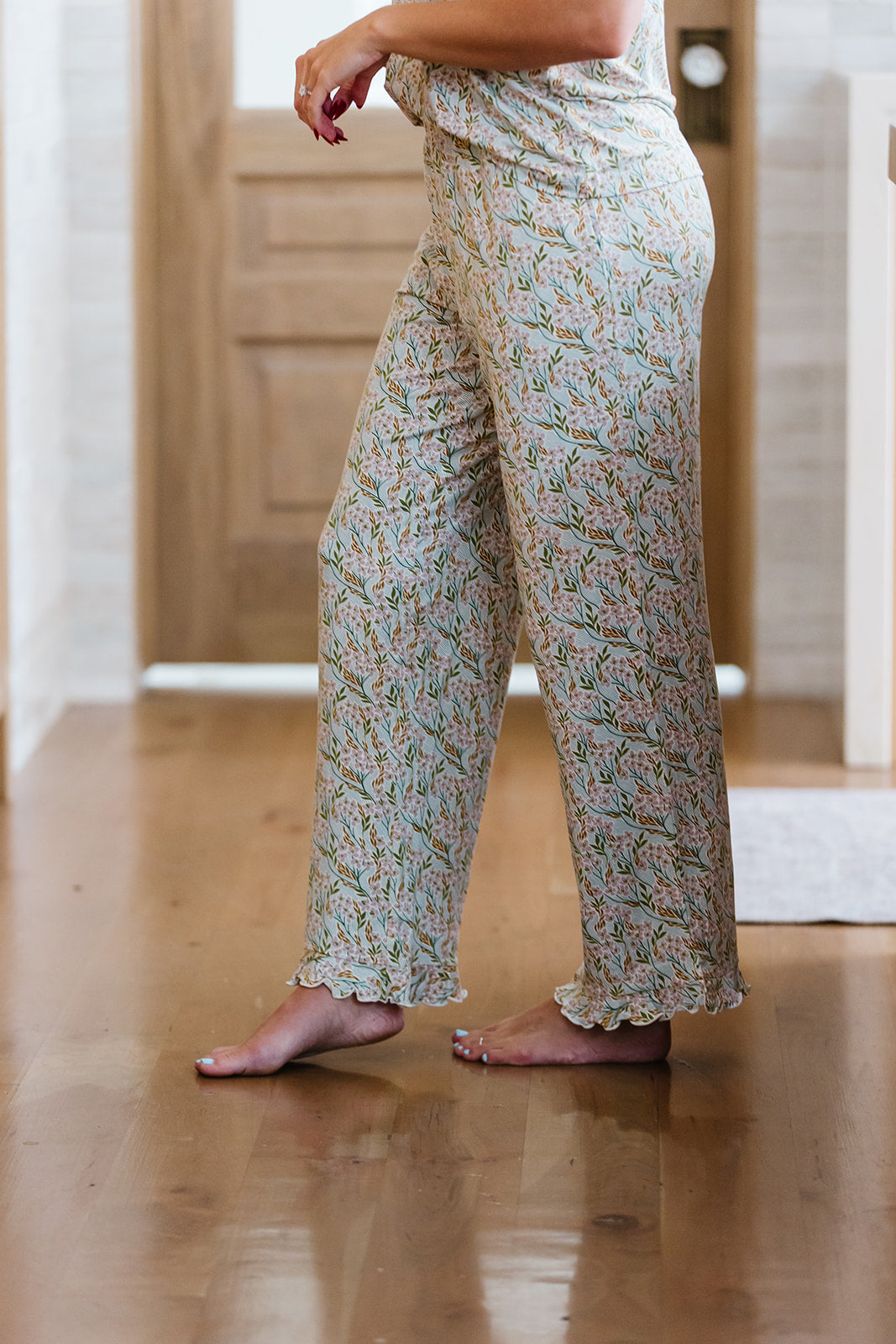 RUFFLE TANK PANT SET MODAL- Wispy Blue Floral