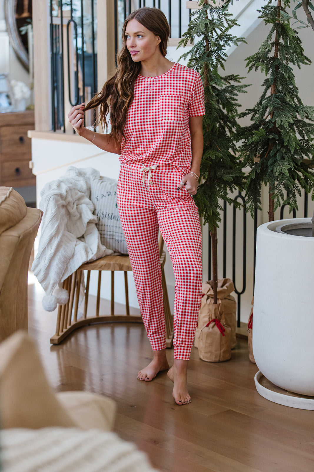 JAM PANTS SET  | Red Tiny Gingham