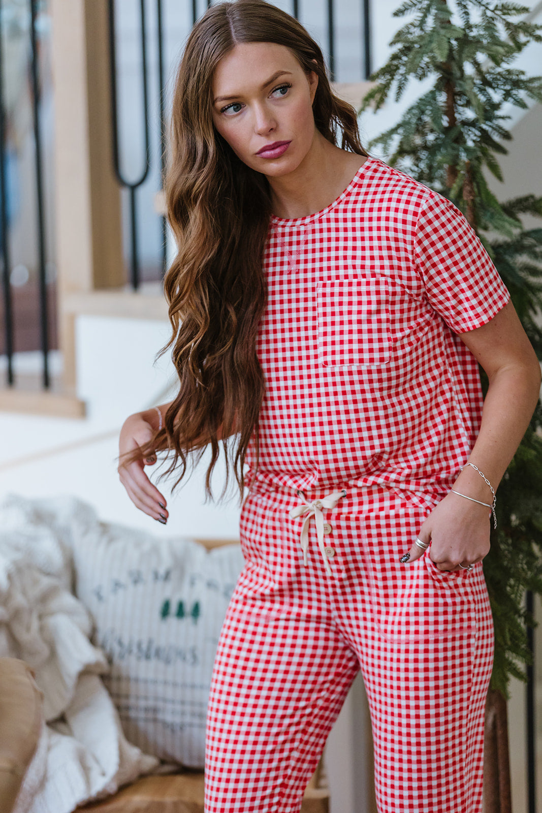 JAM PANTS SET  | Red Tiny Gingham