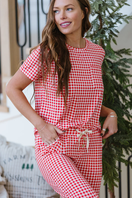 JAM PANTS SET  | Red Tiny Gingham