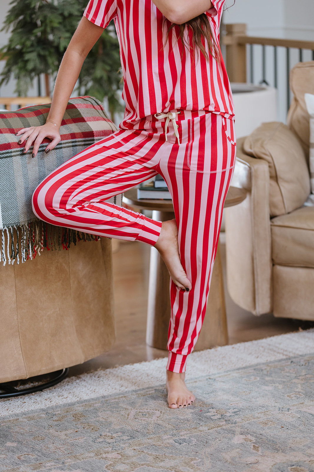 JAM PANTS SET  | Red and Pink Candy Cane Stripe