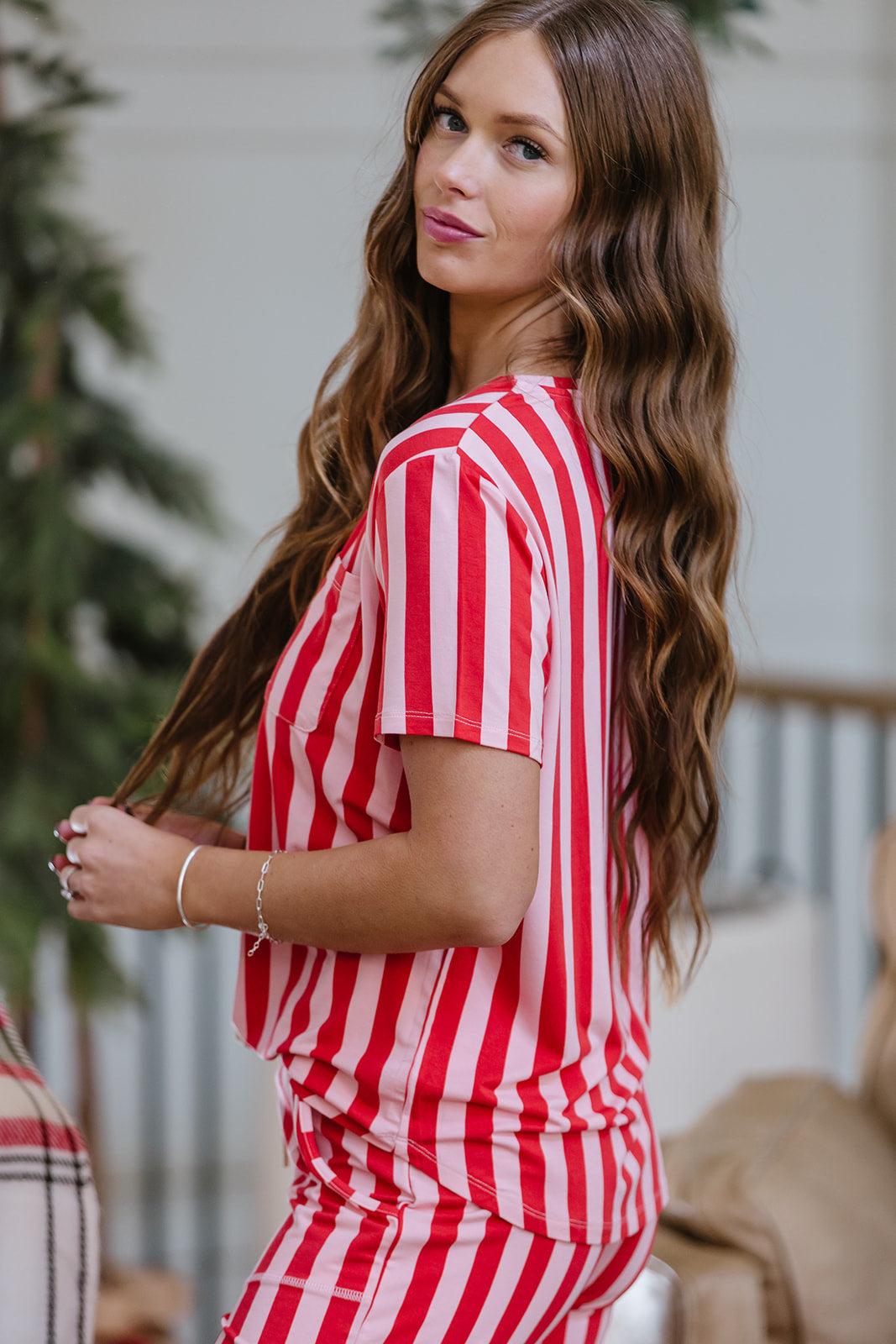 JAM PANTS SET  | Red and Pink Candy Cane Stripe