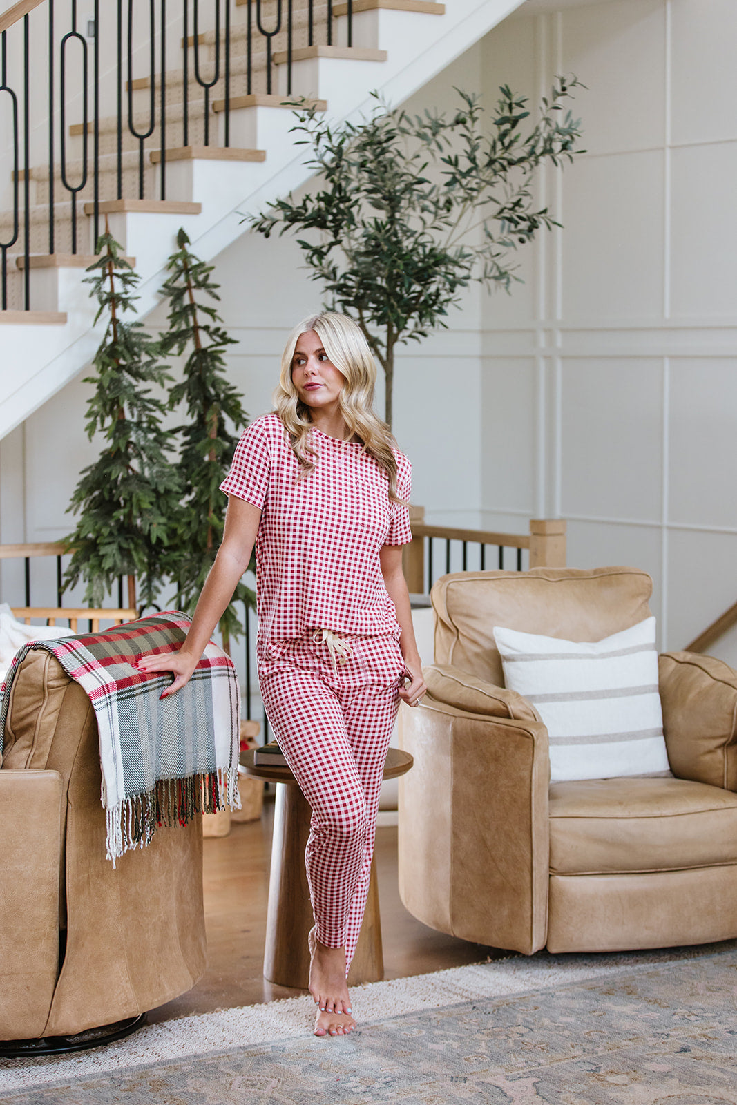 JAM PANTS SET  | Rose Tiny Gingham