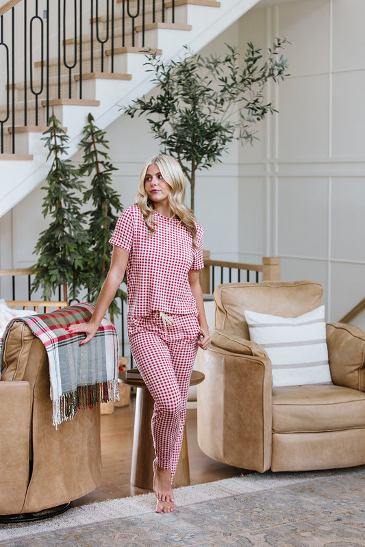 JAM PANTS SET  | Rose Tiny Gingham