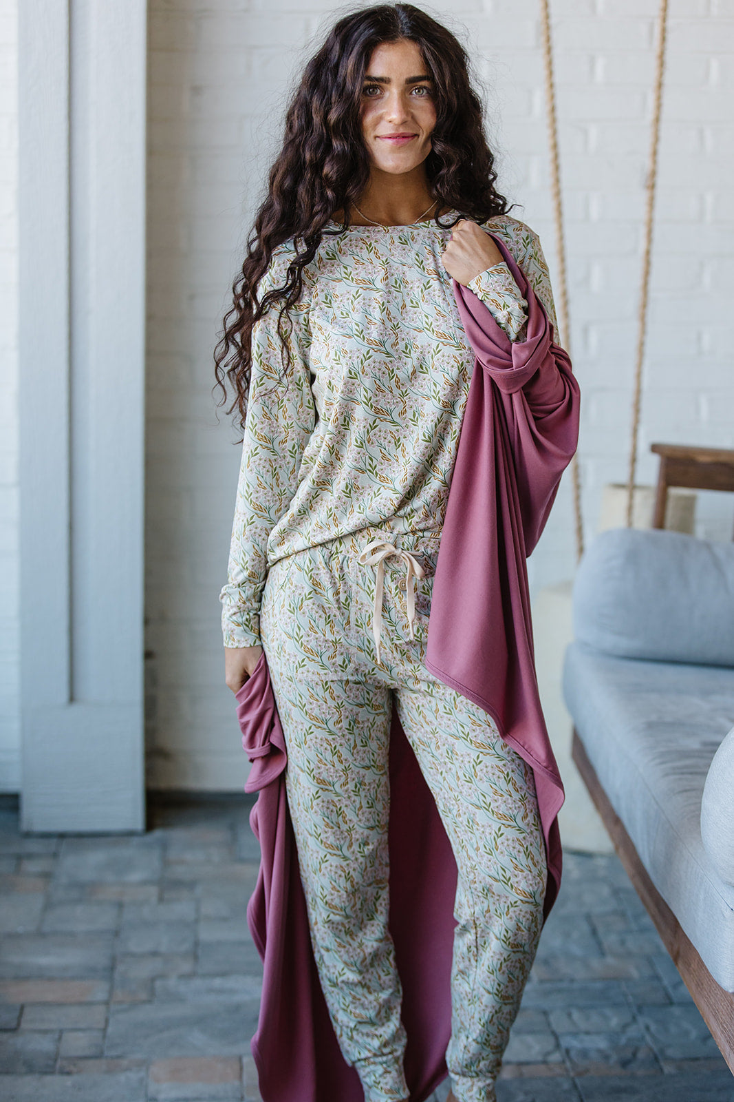 Jam PANTS SET LONG SLEEVE | Wispy Blue Floral