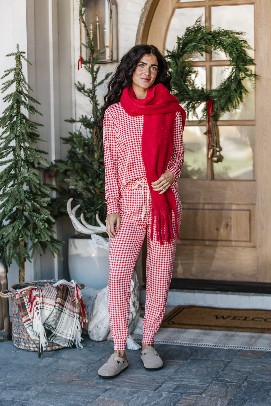 Jam PANTS SET LONG SLEEVE | Red Tiny Gingham