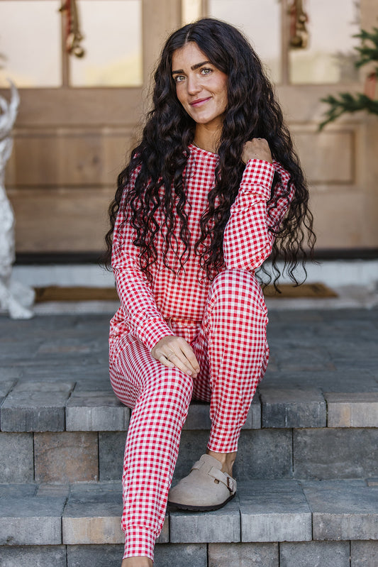 Jam PANTS SET LONG SLEEVE | Red Tiny Gingham