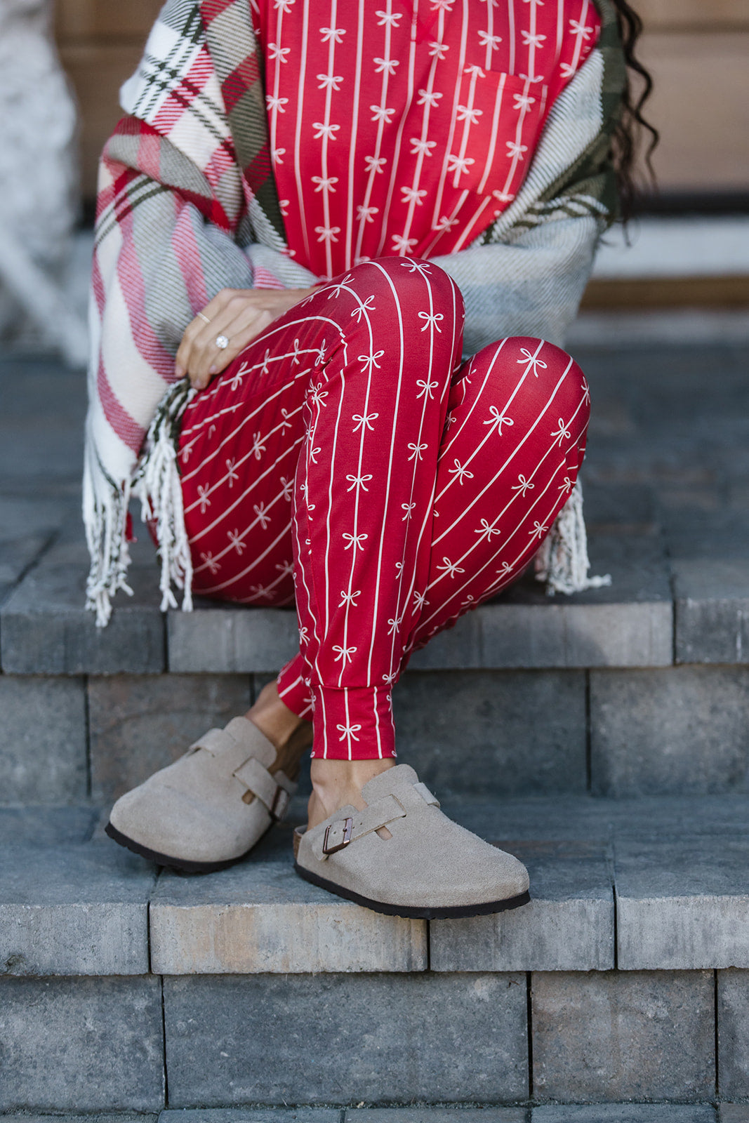 Jam PANTS SET LONG SLEEVE | True Red  Ribbons and Bows