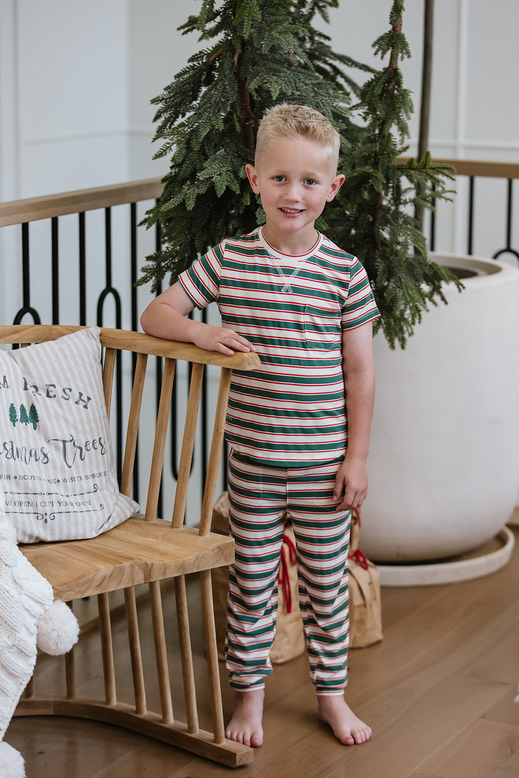 LITTLE LATES MODAL LOUNGE SET| Classic Christmas Stripe