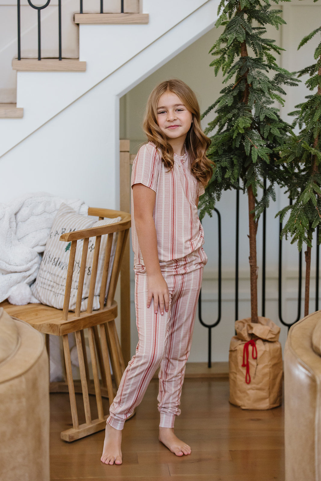 LITTLE LATES MODAL LOUNGE SET| Vintage Variegated Red Stripe