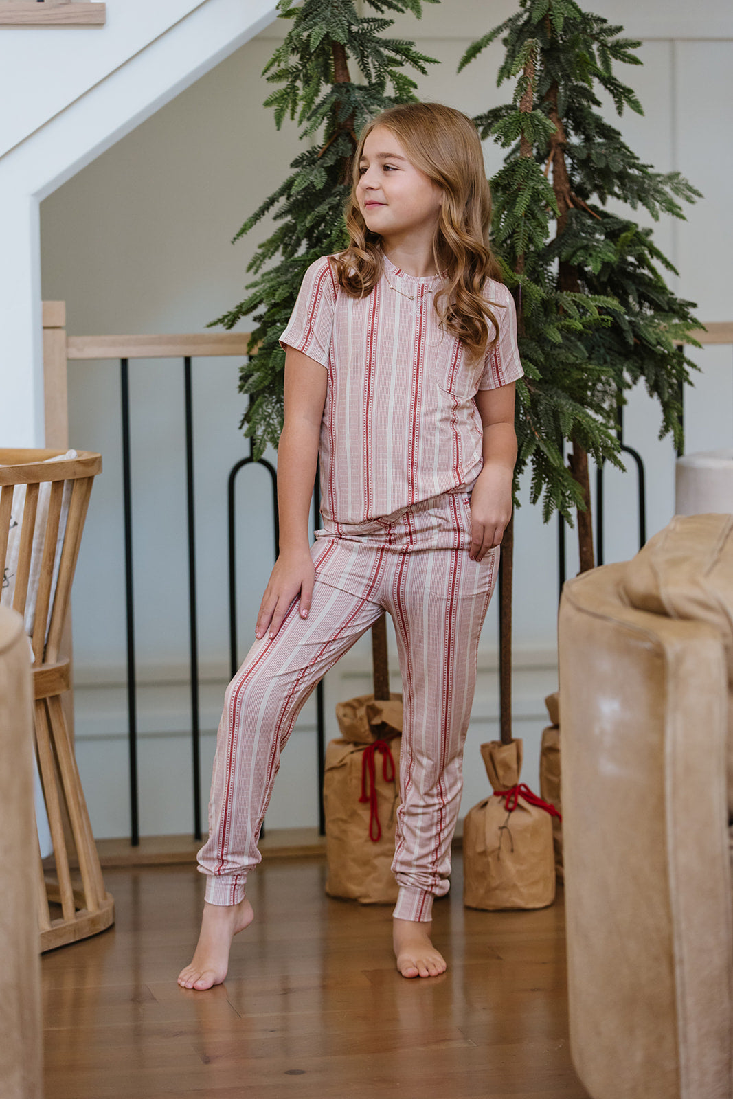 LITTLE LATES MODAL LOUNGE SET| Vintage Variegated Red Stripe