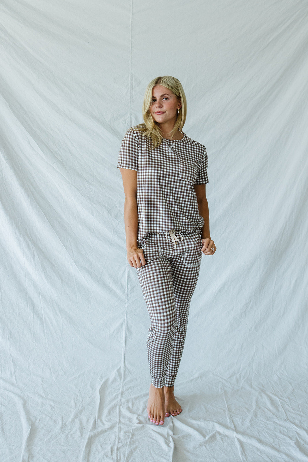 JAM PANTS SET  | Espresso Tiny Gingham