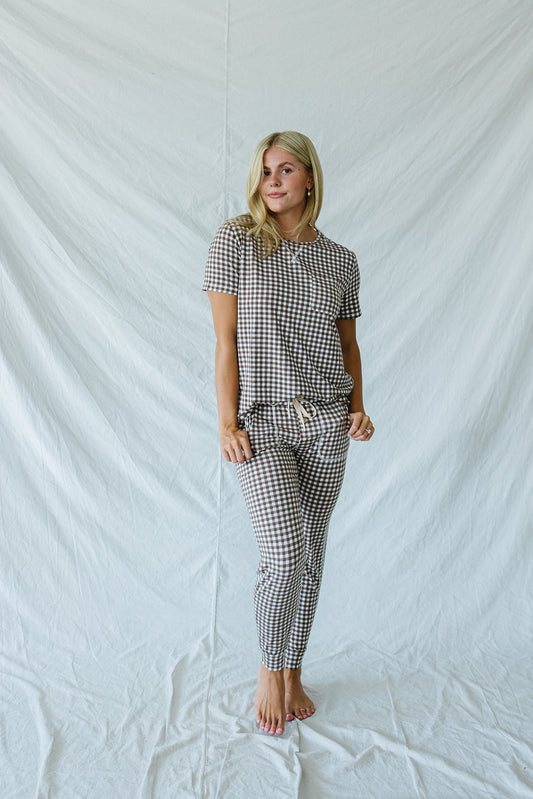 JAM PANTS SET  | Espresso Tiny Gingham