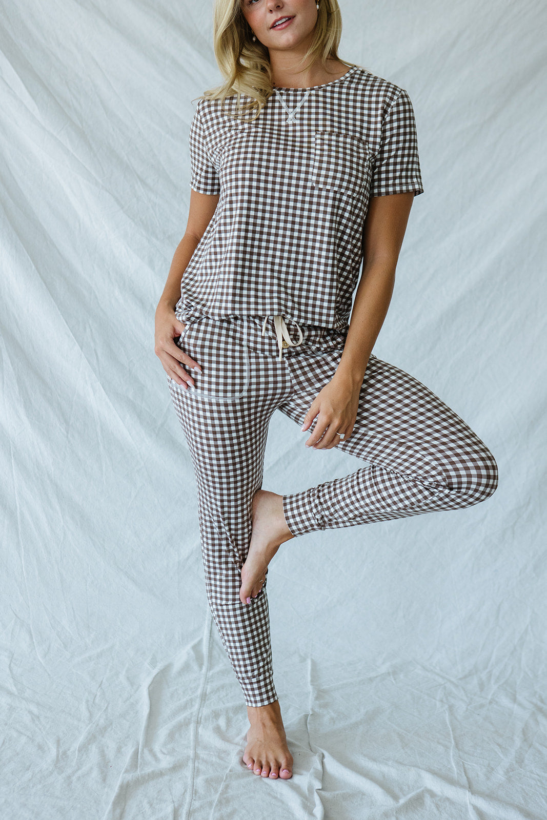 JAM PANTS SET  | Espresso Tiny Gingham