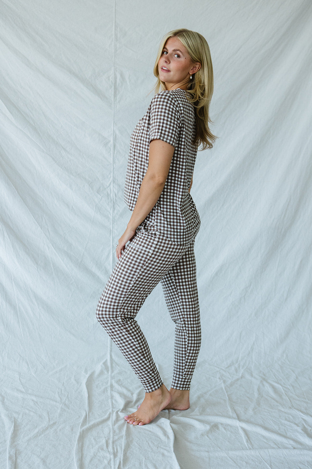 JAM PANTS SET  | Espresso Tiny Gingham