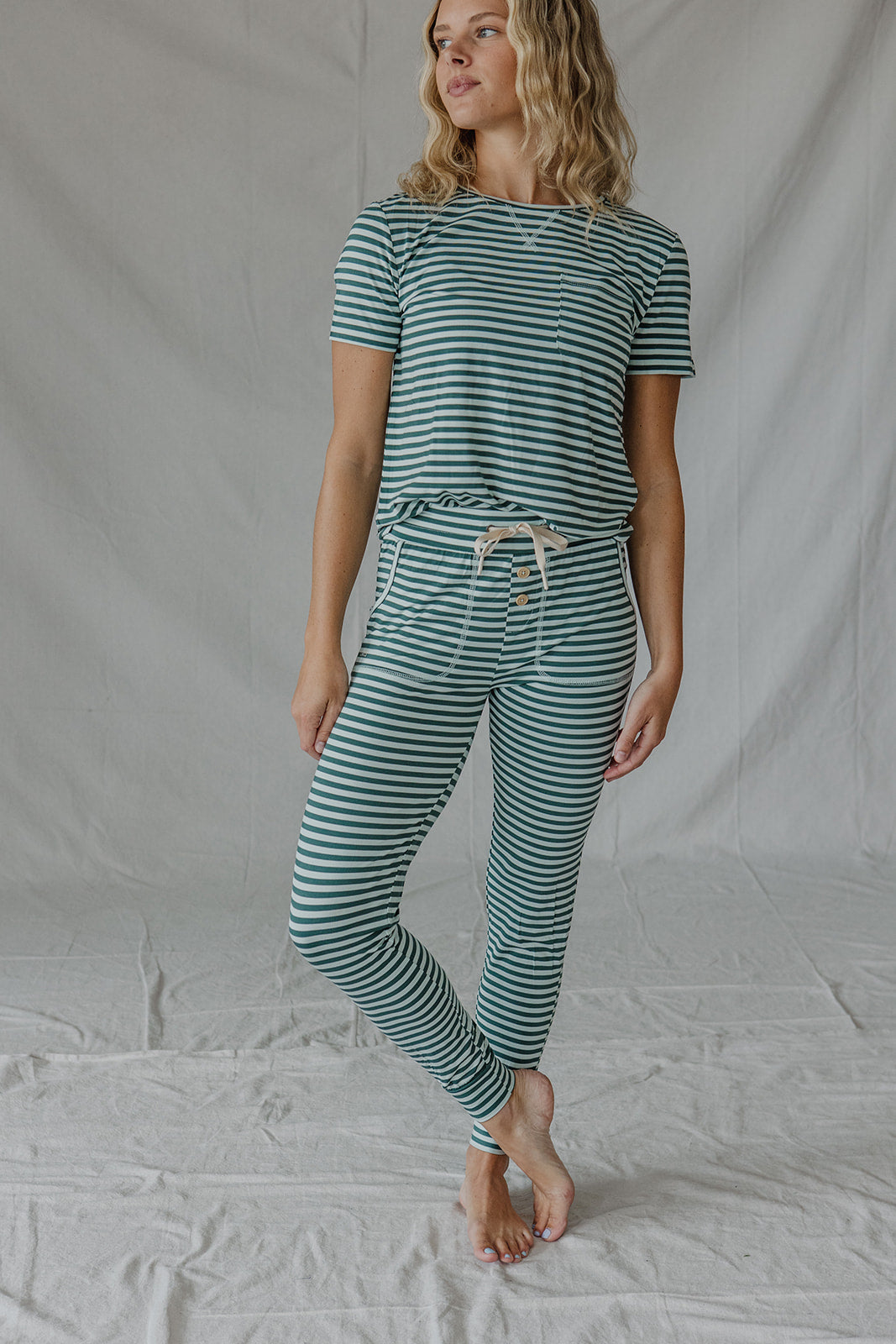 JAM PANTS SET| Cooling Oasis & Bistro Green Stripe