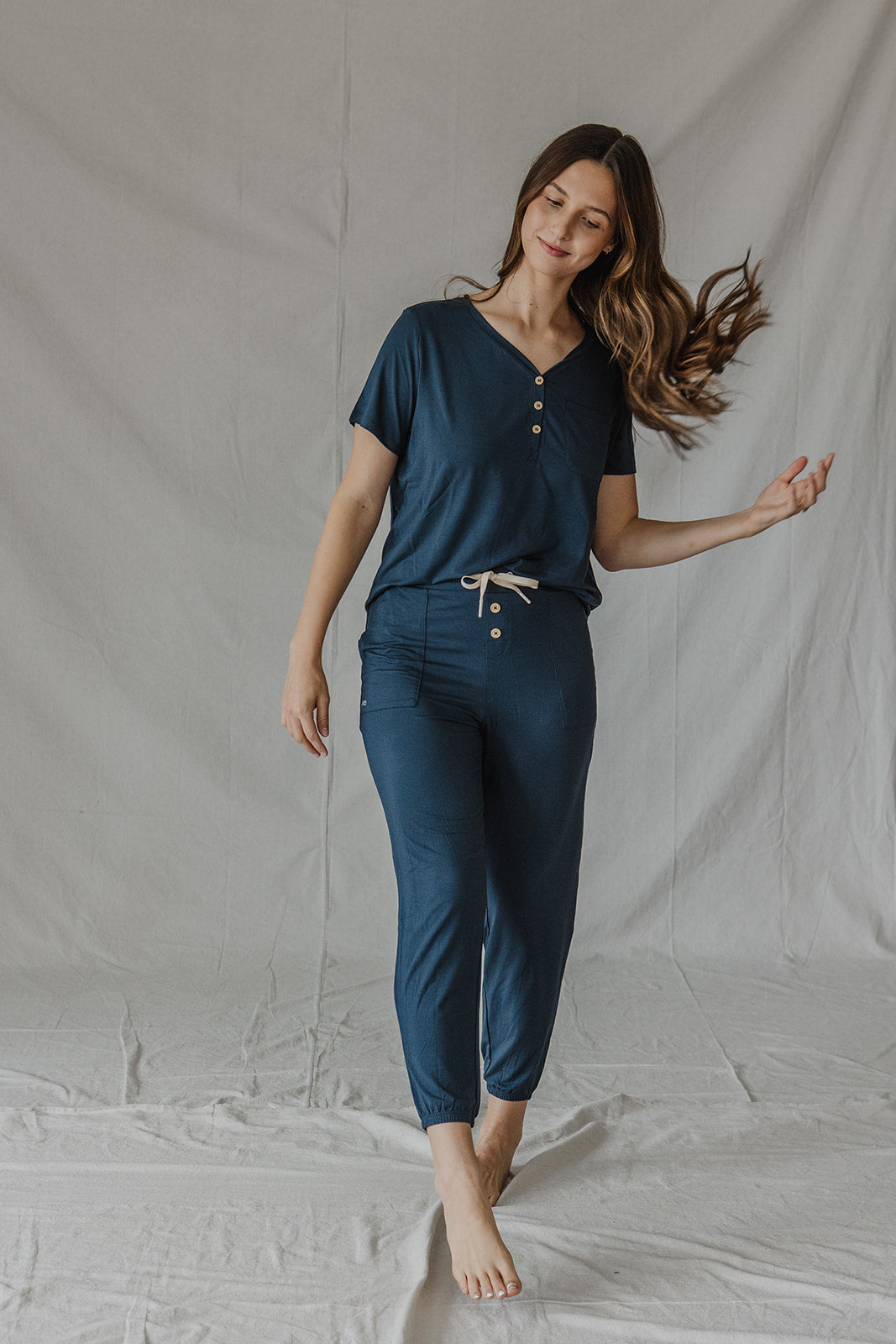 HENLEY PANTS SET SHORT SLEEVE | Blueberry