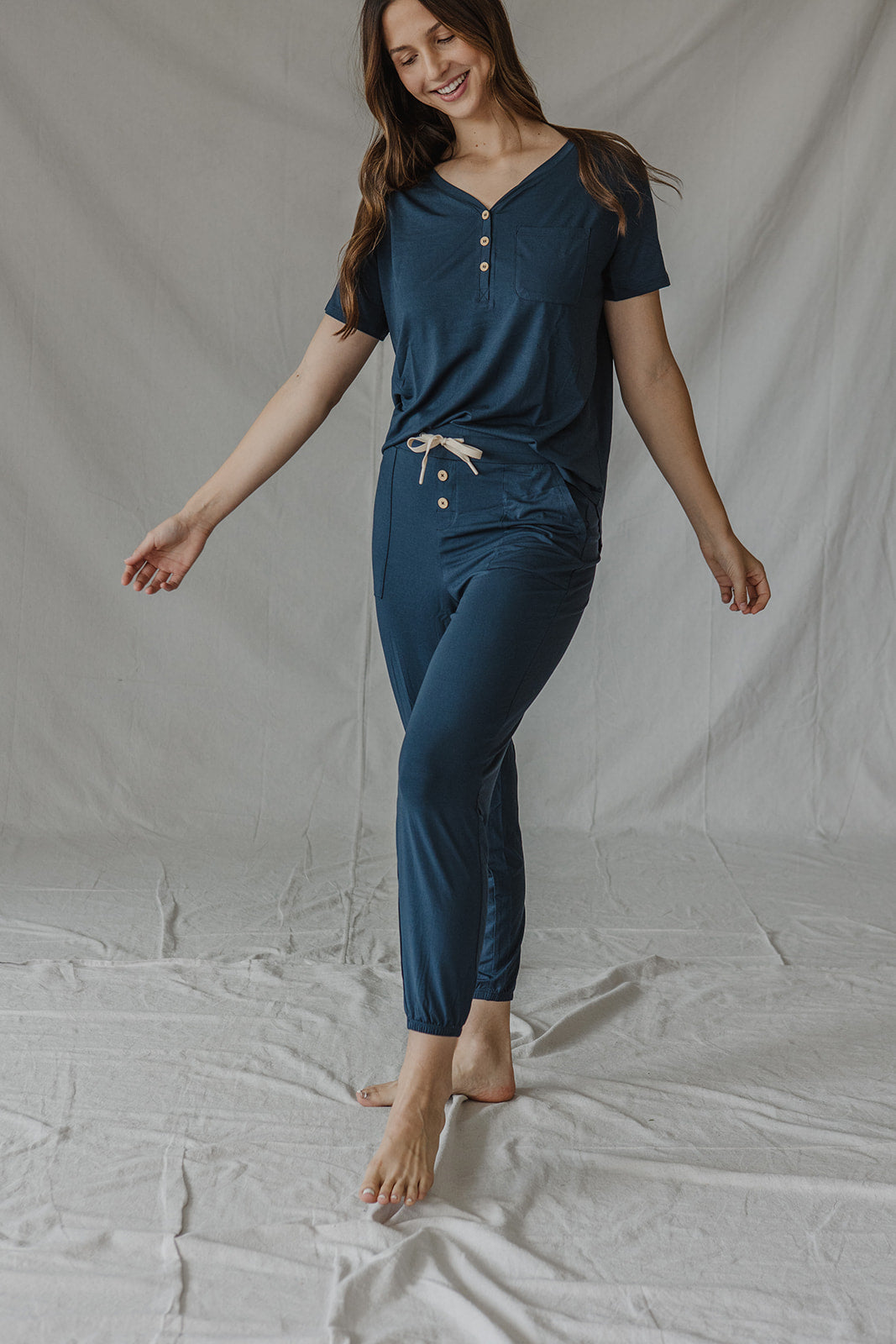 HENLEY PANTS SET SHORT SLEEVE | Blueberry