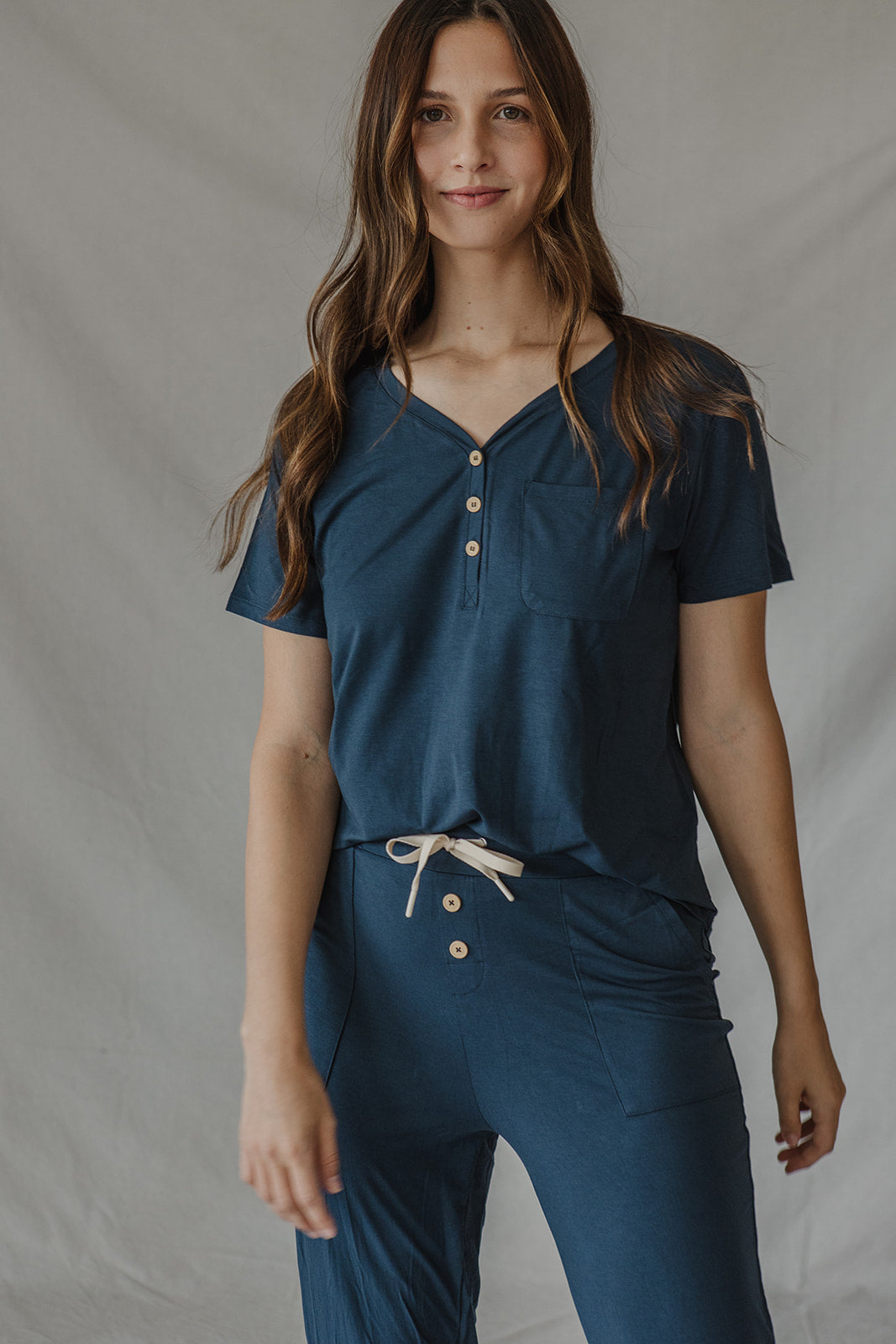 HENLEY PANTS SET SHORT SLEEVE | Blueberry