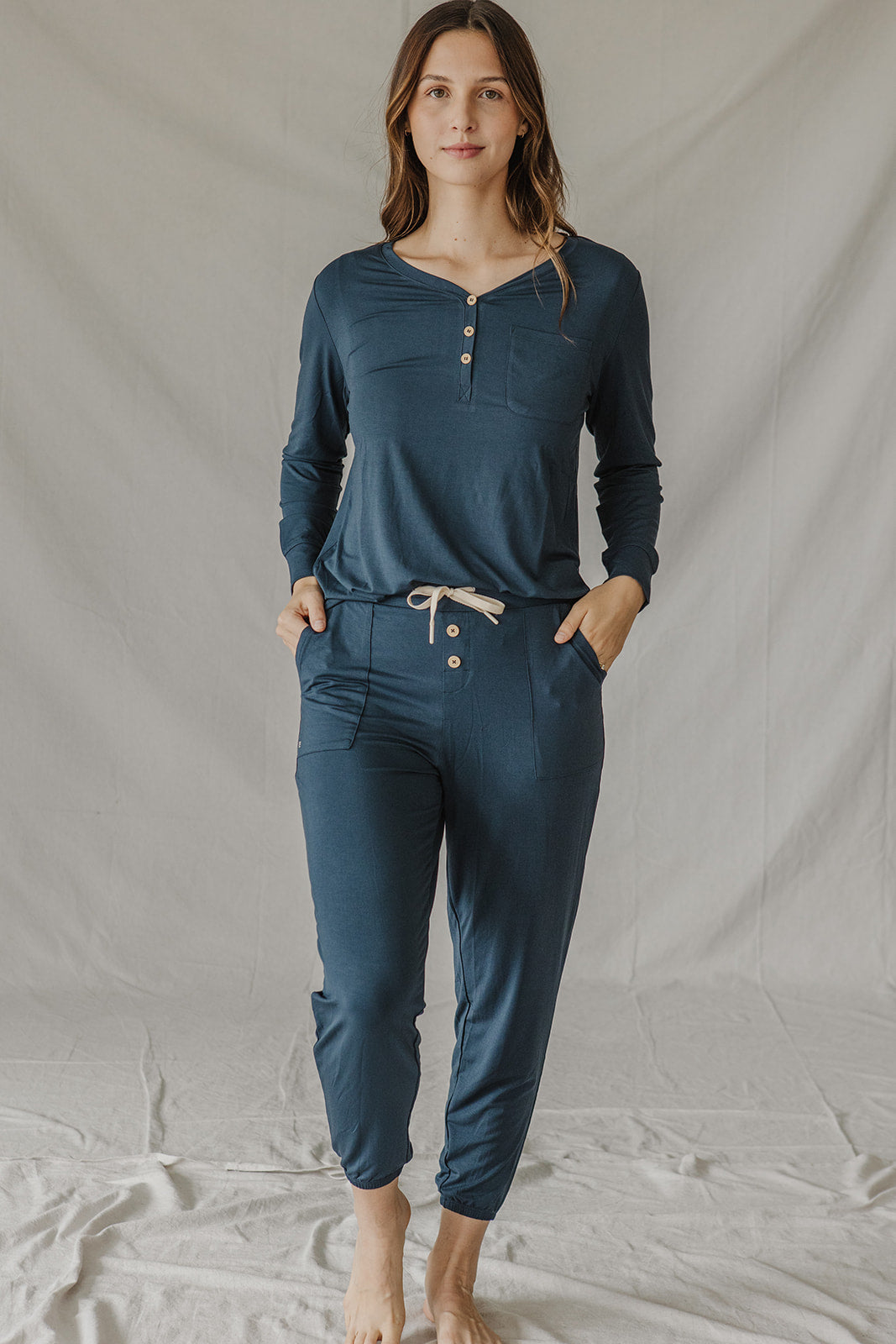 HENLEY PANTS SET LONG SLEEVE | Blueberry