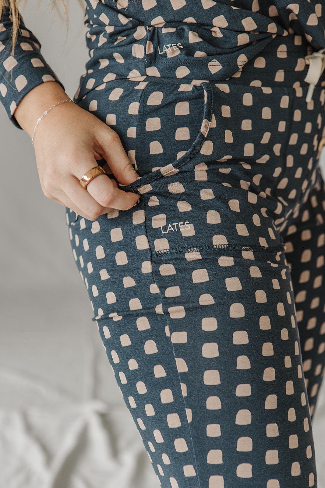 JAM PANTS SET | Midnight & Tan Dot Long Sleeve