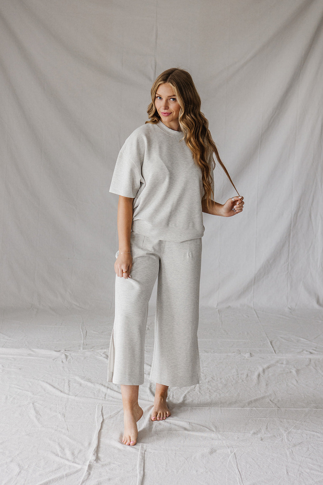 Jet-Setter Set Wide Leg Short Sleeve| Grey