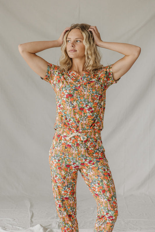 HENLEY PANTS SET SHORT SLEEVE | Disty Watercolor Floral