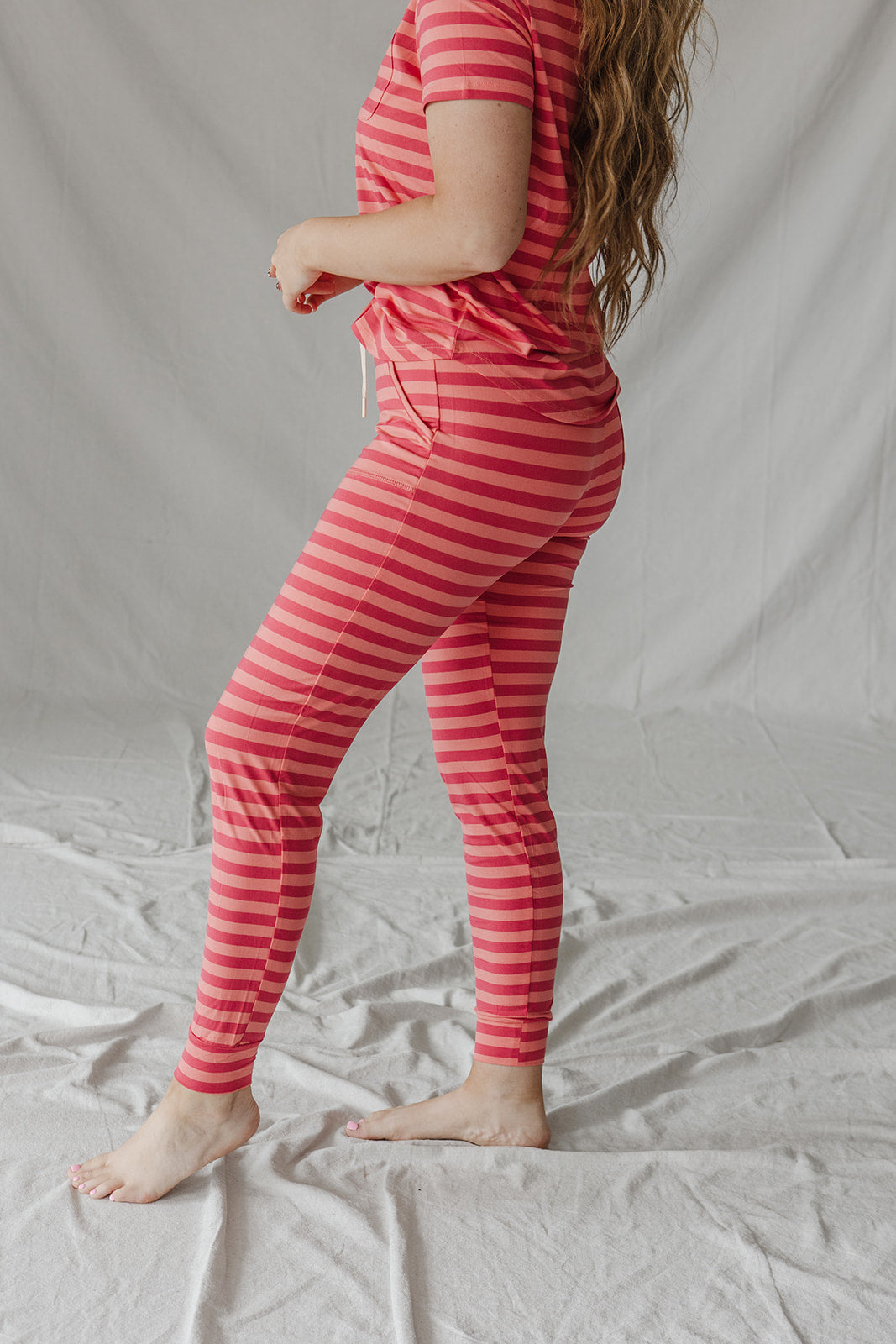 JAM PANTS SET| Coral & Winter Berry Stripe