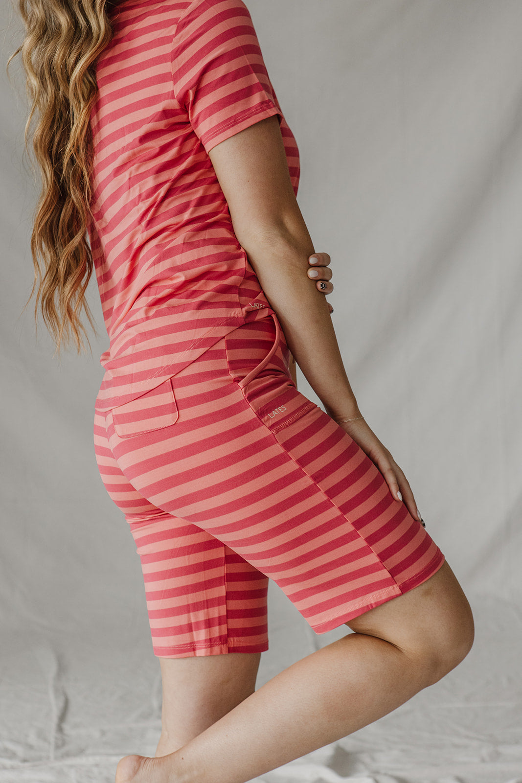 JAM SHORTS SET | Coral & Winterberry Stripe