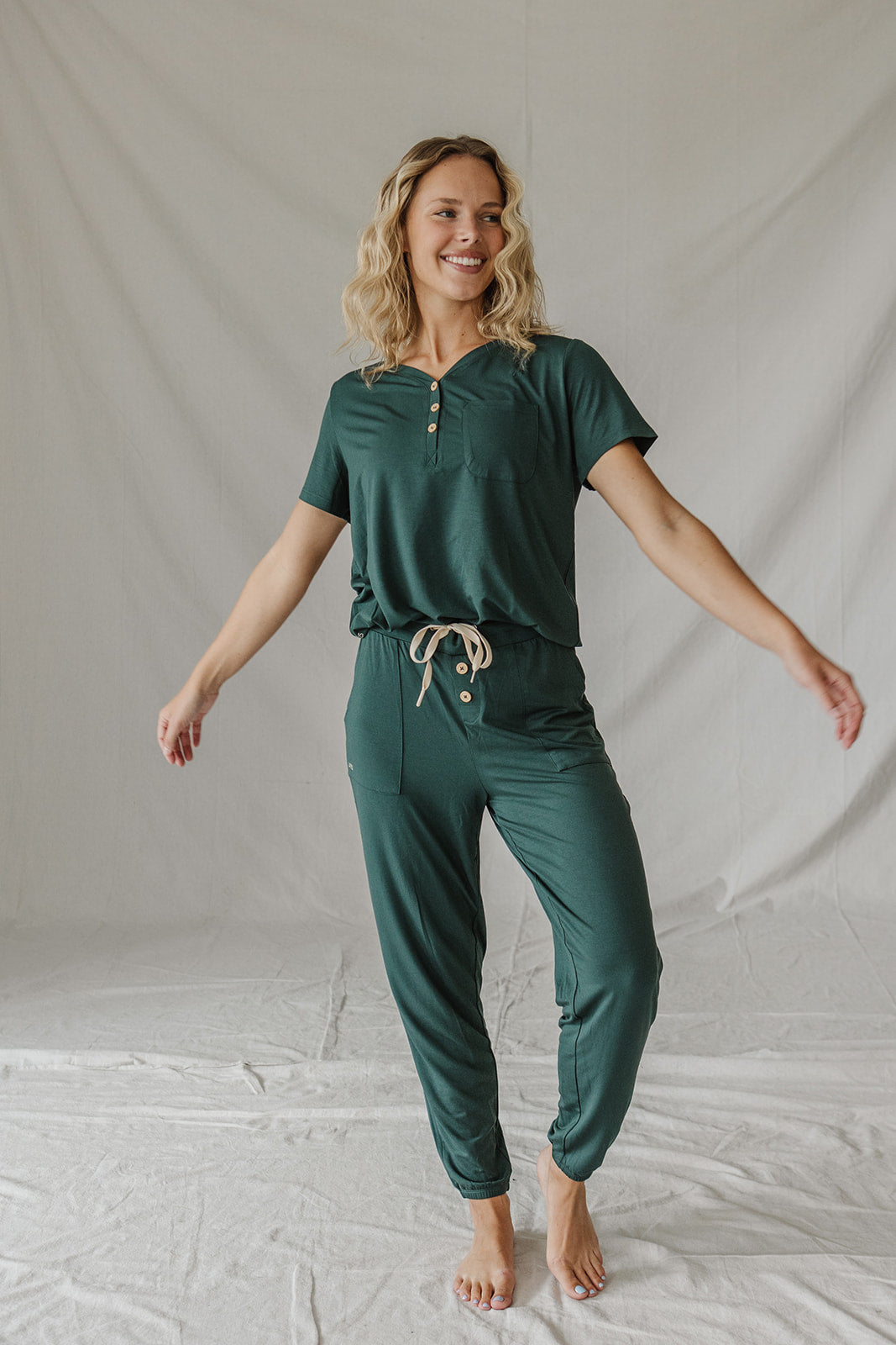 HENLEY PANTS SET SHORT SLEEVE | Darkest Spruce