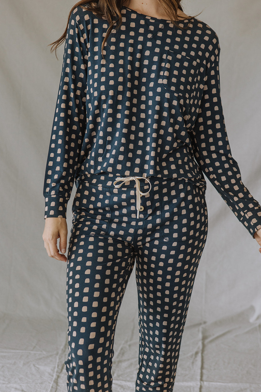 JAM PANTS SET | Midnight & Tan Dot Long Sleeve