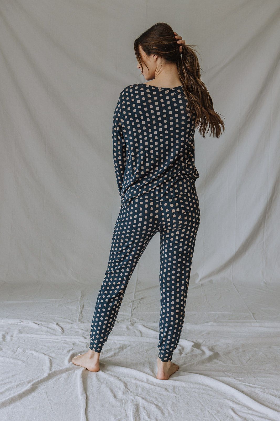 JAM PANTS SET | Midnight & Tan Dot Long Sleeve